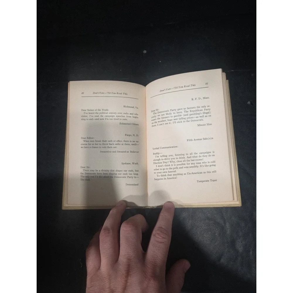 Don't Vote - 'Til You Read This Anton Gud Vintage Hardcover Political History